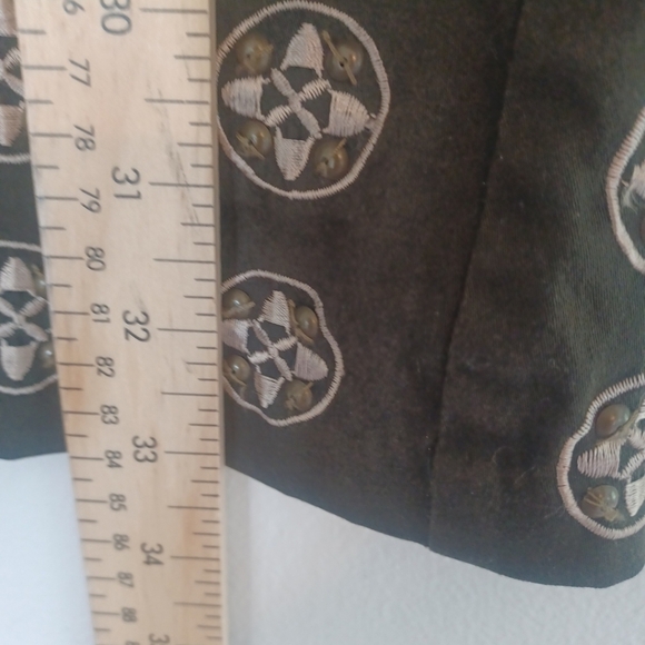 Y2K Le Chateau Dress Womens XL Dark Olive Green Boho Gypsy Celtic Embrodery Midi - Picture 10 of 10